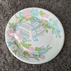 NOS American Greetings Wedding Bells Dessert Plates Plastic Coated 8 - 7" Dia